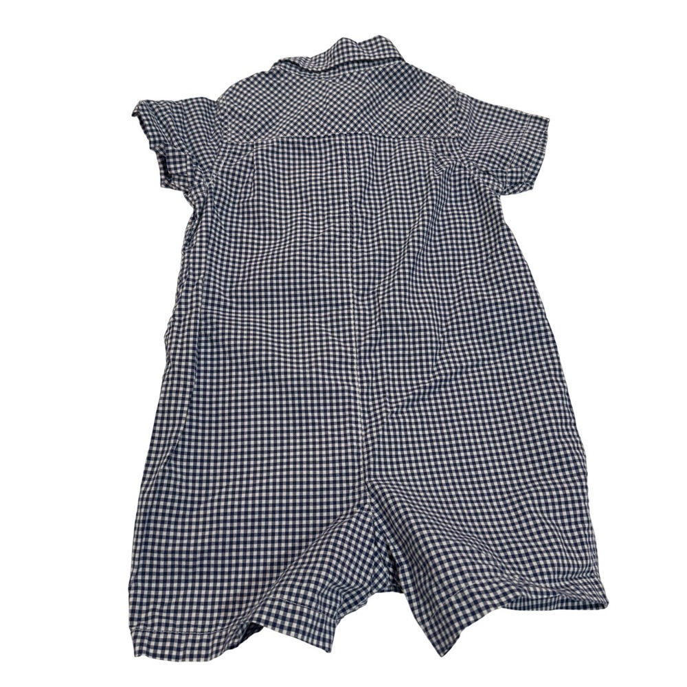 Polo Ralph Lauren Baby 18M Blue Gingham Romper 100% Cotton Preppy Classic - Picture 3 of 6